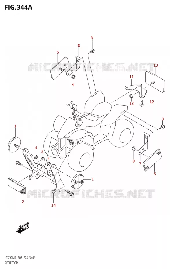 REFLECTEUR (LT-Z90:M1:P03) Suzuki QUAD 90 QUADSPORT 2021  LT-Z90 M1 (P03,P28)