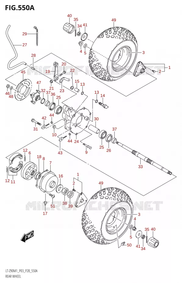 ROUE ARRIERE Suzuki QUAD 90 QUADSPORT 2021  LT-Z90 M1 (P03,P28)