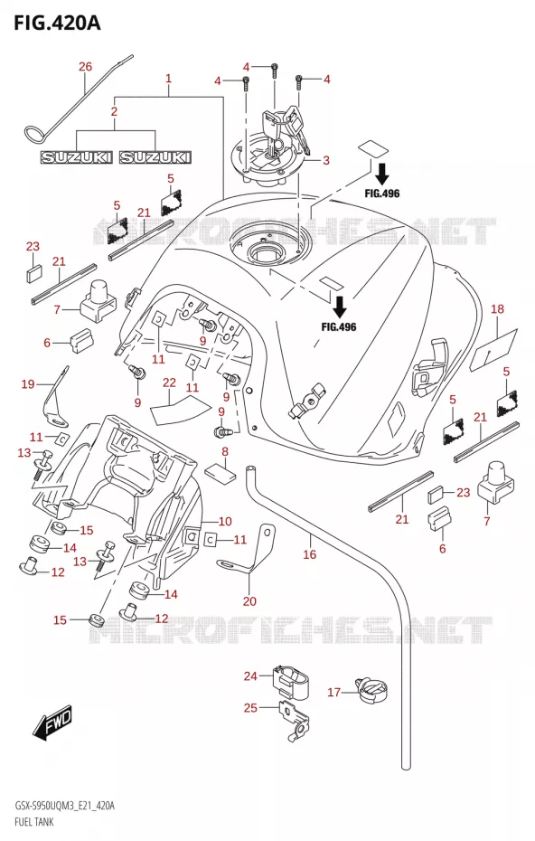 RESERVOIR D'ESSENCE Suzuki MOTO 950 GSX-S 2023  GSX-S950UQM3 (E21)