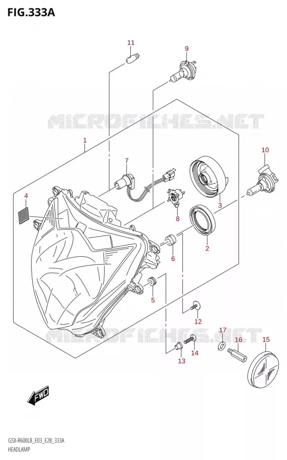 PHARE Suzuki MOTO 600 GSX-R 2018  GSX-R600 L8 (E03,E28,E33)