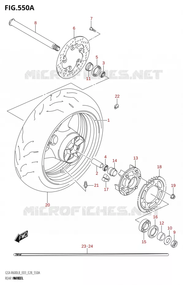 ROUE ARRIERE Suzuki MOTO 600 GSX-R 2018  GSX-R600 L8 (E03,E28,E33)
