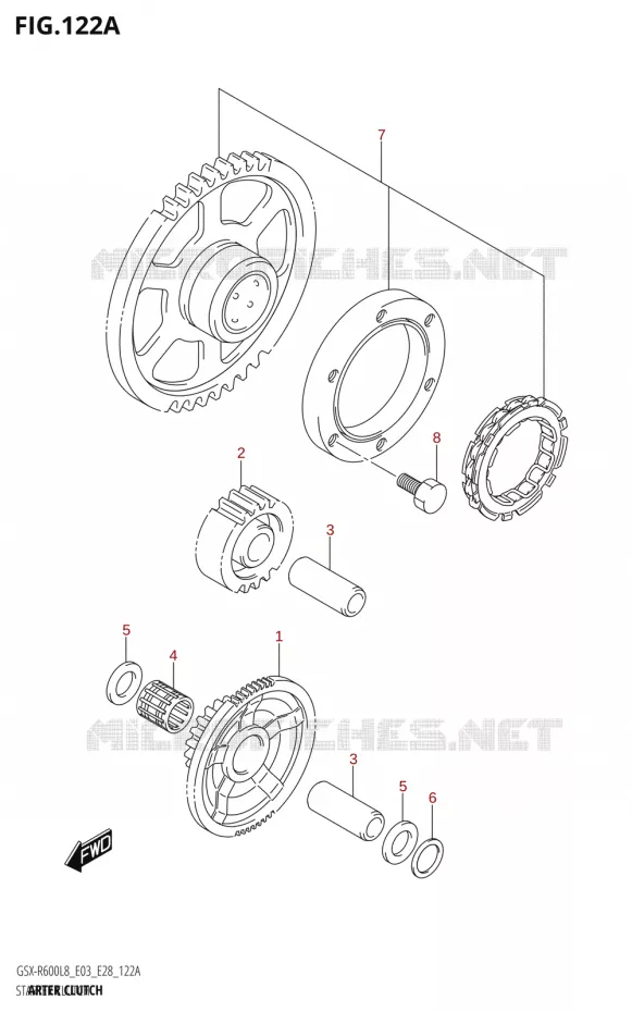 ROUE LIBRE DE DEMARREUR Suzuki MOTO 600 GSX-R 2018  GSX-R600 L8 (E03,E28,E33)