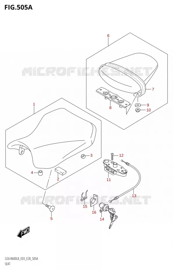 SELLE Suzuki MOTO 600 GSX-R 2018  GSX-R600 L8 (E03,E28,E33)