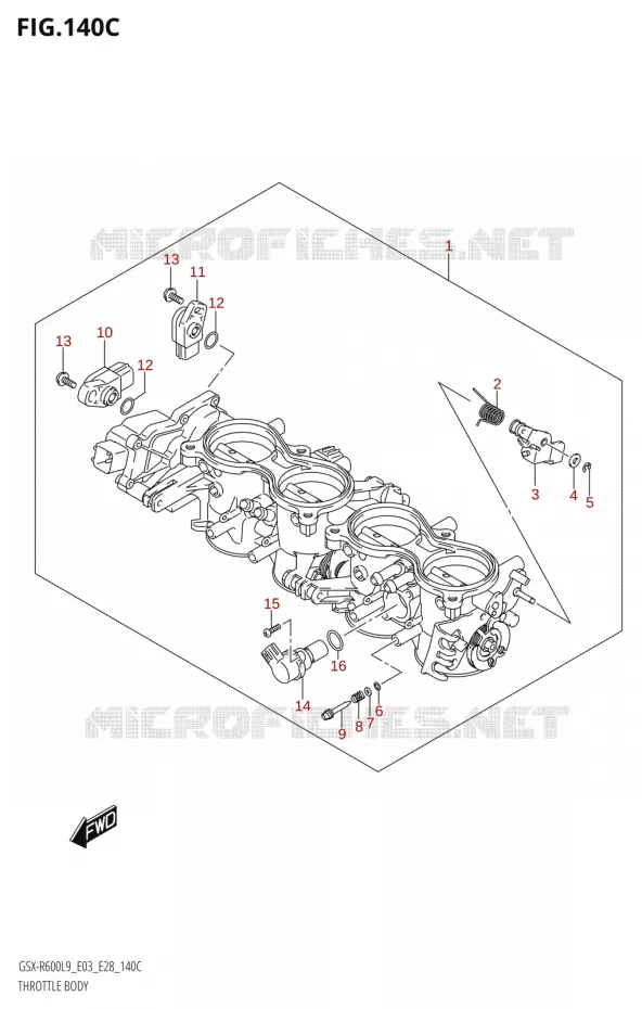 CORPS DE PAPILLON (GSX-R600:L9:E33) Suzuki MOTO 600 GSX-R 2019  GSX-R600 L9 (E03,E28,E33)