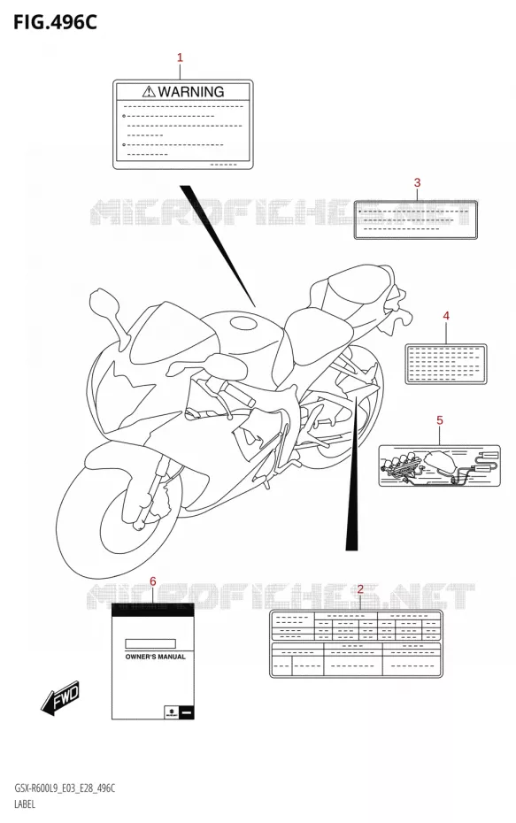ETIQUETTE (GSX-R600:L9:E33) Suzuki MOTO 600 GSX-R 2019  GSX-R600 L9 (E03,E28,E33)