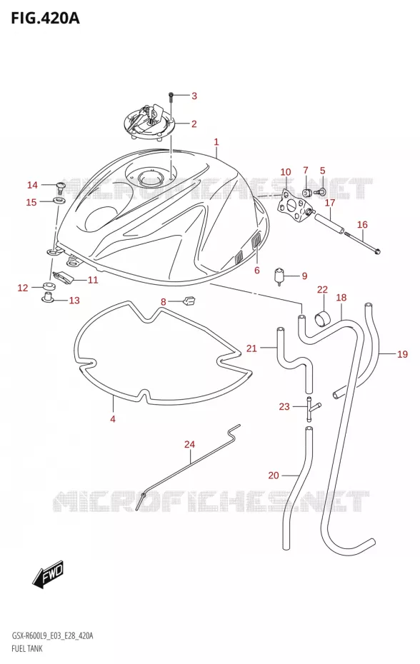 RESERVOIR D'ESSENCE (GSX-R600:L9:E03) Suzuki MOTO 600 GSX-R 2019  GSX-R600 L9 (E03,E28,E33)