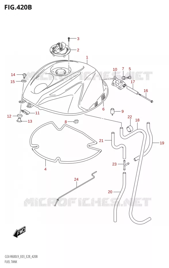 RESERVOIR D'ESSENCE (GSX-R600:L9:E28) Suzuki MOTO 600 GSX-R 2019  GSX-R600 L9 (E03,E28,E33)
