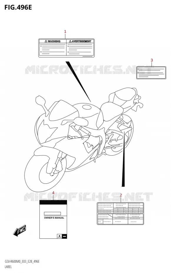 ETIQUETTE (E28) Suzuki MOTO 600 GSX-R 2020  GSX-R600 M0 (E03,E28,E33)