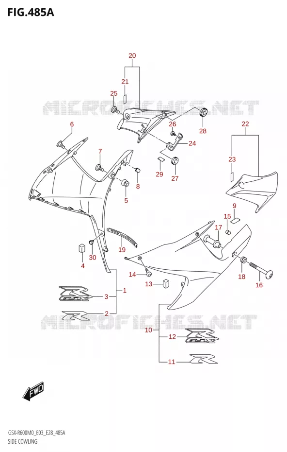 FLANCS DE CARENAGES Suzuki MOTO 600 GSX-R 2020  GSX-R600 M0 (E03,E28,E33)