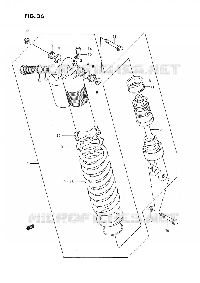AMORTISSEUR ARRIERE Suzuki MOTO 250 RMX 1993  RMX250RP(E1)