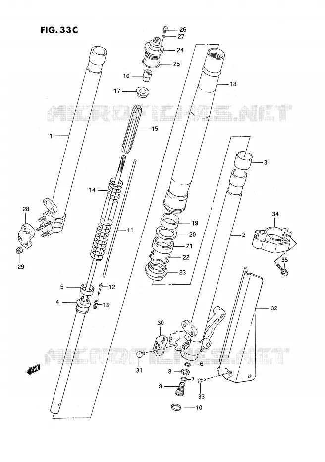 AMORTISSEUR AVANT (MODELE N) Suzuki MOTO 250 RMX 1994  RMX250R(E3)
