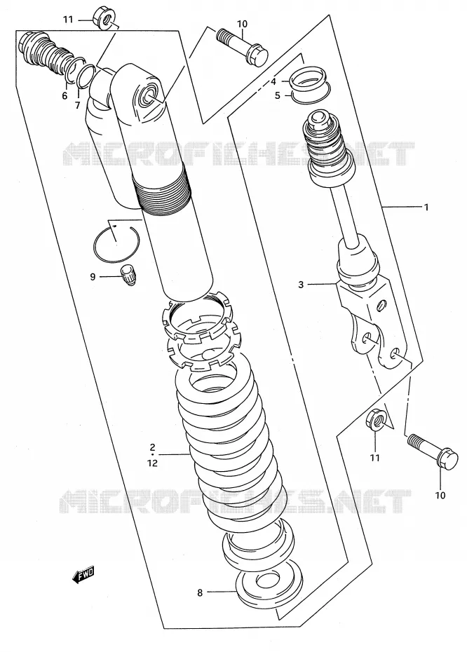 AMORTISSEUR (MODELE M/N/P/R/S) Suzuki MOTO 80 RM 1992  RM80N(E28)