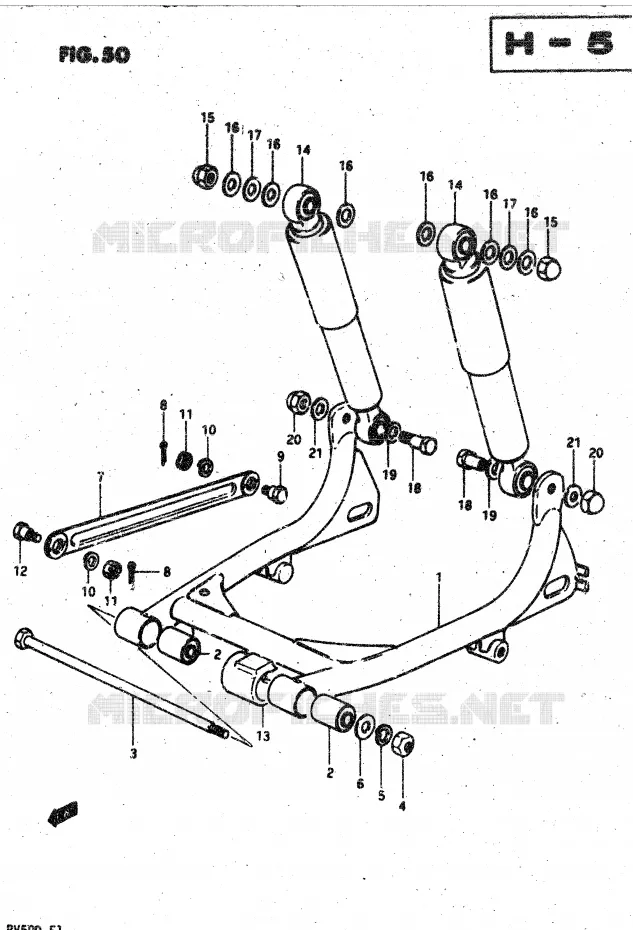 BRAS OSCILLANT ARRIERE (E41) Suzuki MOTO 50 VAN-VAN 1983  RV50D(X/D)