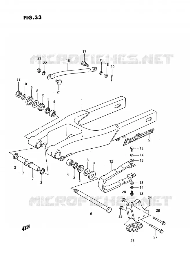 BRAS OSCILLANT ARRIERE (MODELE G/H/J) Suzuki MOTO 80 RM 1994  RM80R(E3)