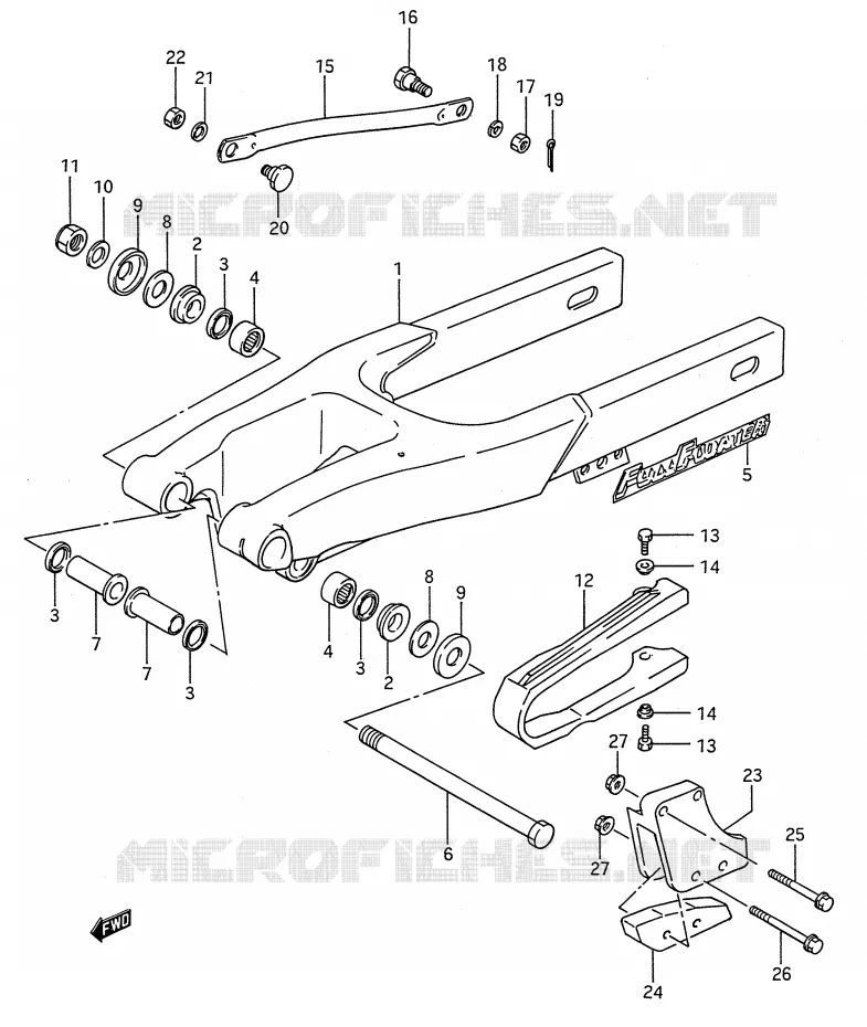 BRAS OSCILLANT ARRIERE (MODELE K) Suzuki MOTO 80 RM 1992  RM80N(E28)