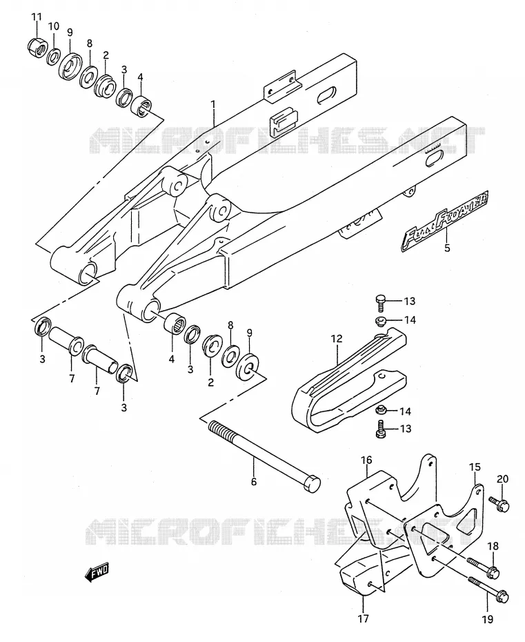 BRAS OSCILLANT ARRIERE (MODELE L) Suzuki MOTO 80 RM 1990  RM80L(E28)