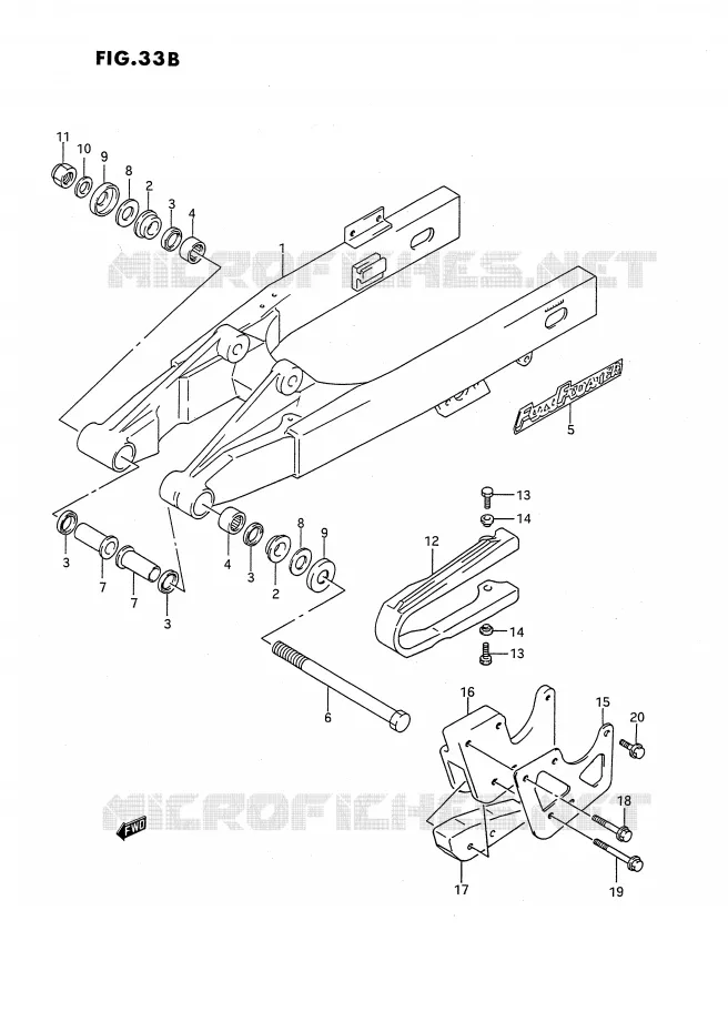 BRAS OSCILLANT ARRIERE (MODELE L) Suzuki MOTO 80 RM 1991  RM80XM(E2)