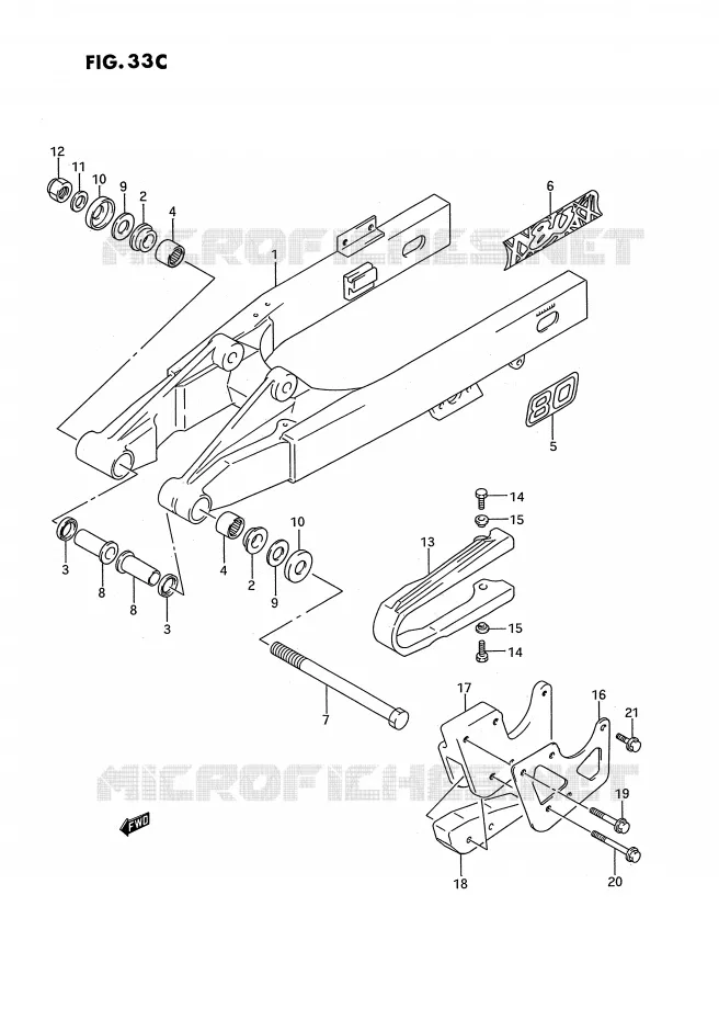 BRAS OSCILLANT ARRIERE (MODELE M/N/P/R/S) Suzuki MOTO 80 RM 1991  RM80M(E3)