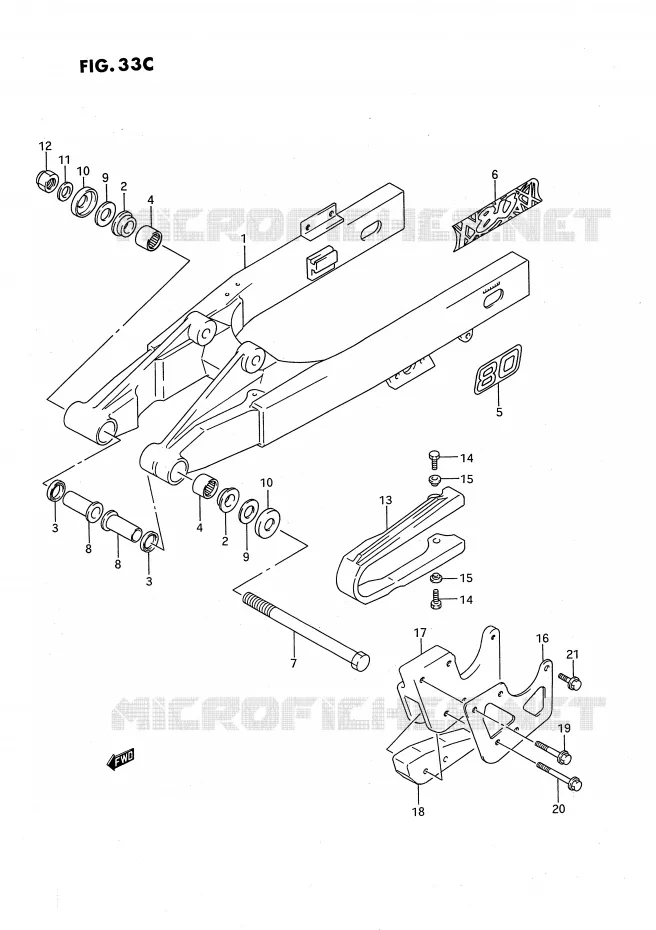 BRAS OSCILLANT ARRIERE (MODELE M/N/P/R/S) Suzuki MOTO 80 RM 1995  RM80XS(E2)
