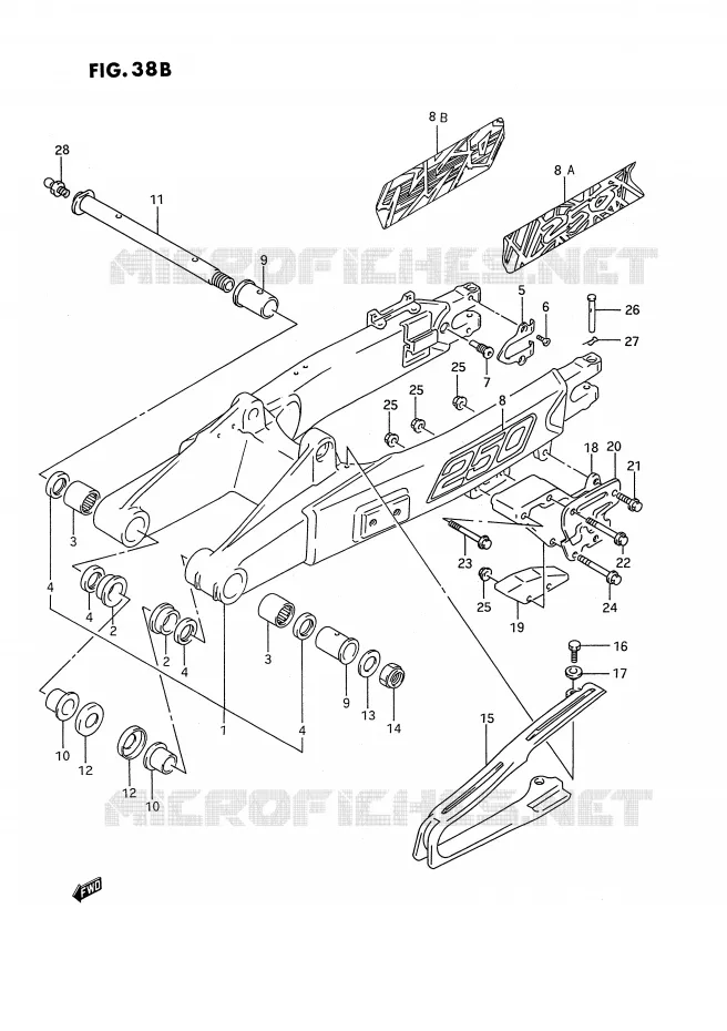 BRAS OSCILLANT ARRIERE (MODELE P/R/S/T) Suzuki MOTO 250 RMX 1991  RMX250M(E3)