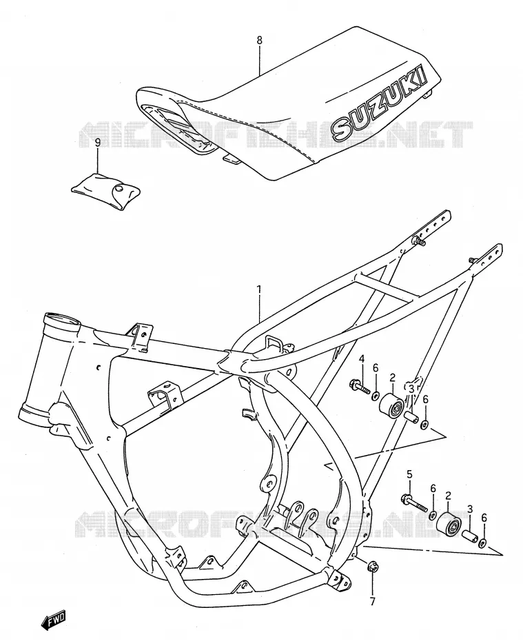 CADRE - SELLE (MODELE G) Suzuki MOTO 80 RM 1993  RM80P(E28)