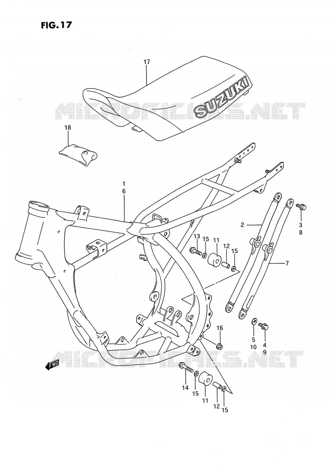 CADRE - SELLE (MODELE H/J/K/L) Suzuki MOTO 80 RM 1993  RM80XP(E2)