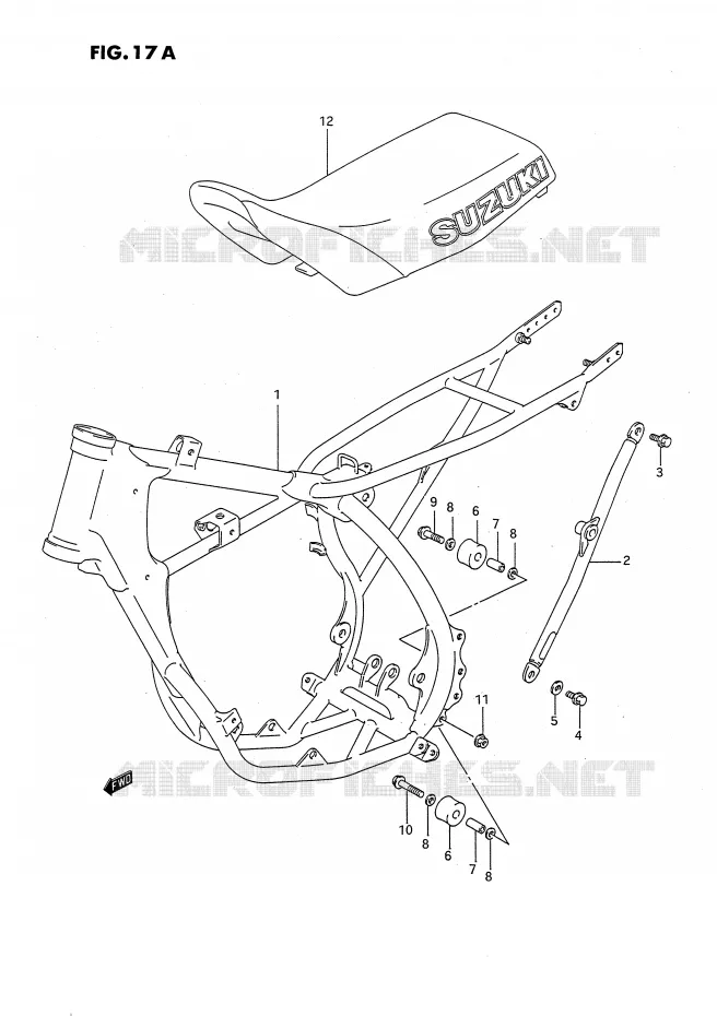 CADRE - SELLE (MODELE M/N) Suzuki MOTO 80 RM 1987  RM80XH(E2)