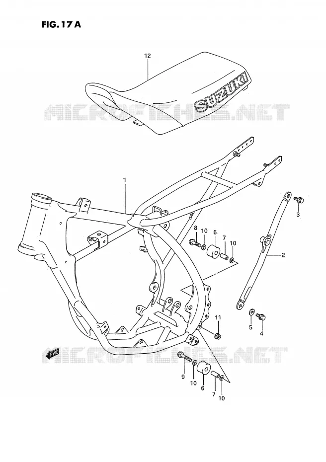 CADRE - SELLE (MODELE M/N) Suzuki MOTO 80 RM 1993  RM80P(E3)