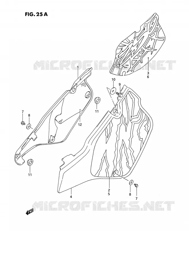 CARENAGES ARRIERE  (MODELE N/P/R/S/T) Suzuki MOTO 250 RMX 1989  RMX250K(E3)