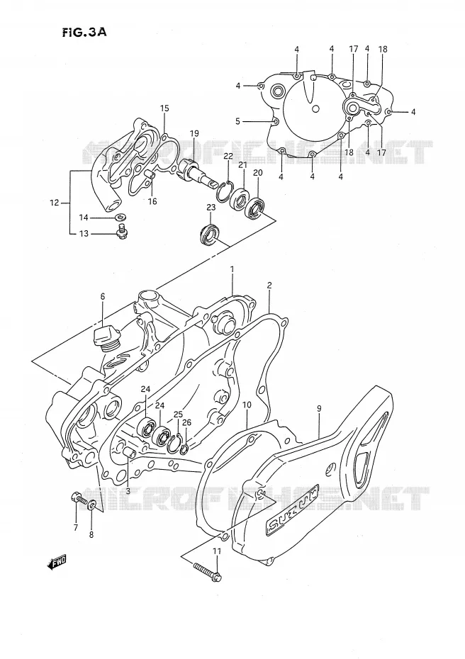 CARTER POMPE A EAU (MODELE K/L/M/N/P/R/S) Suzuki MOTO 80 RM 1987  RM80XH(E2)