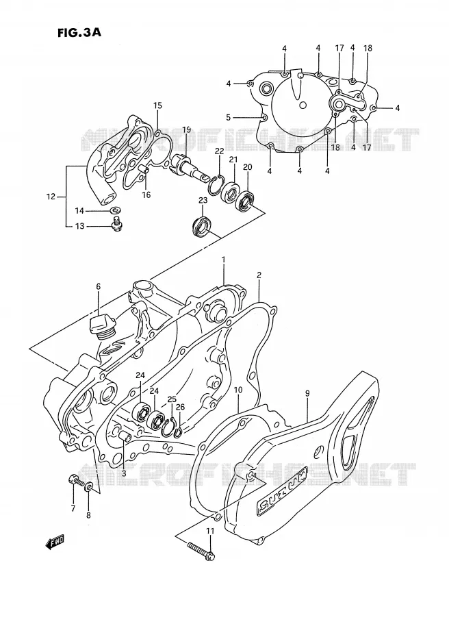 CARTER POMPE A EAU (MODELE K/L/M/N/P/R/S) Suzuki MOTO 80 RM 1993  RM80P(E3)