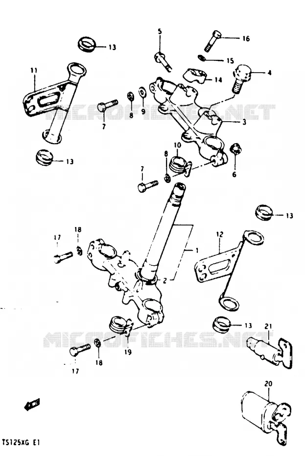 COLONNE DE DIRECTION (MODELE F/G) Suzuki MOTO 125 TS-X 1985  TS125XF(E/F/G)