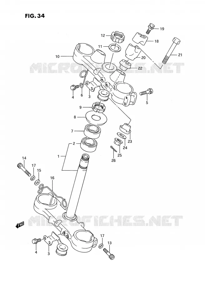 COLONNE DE DIRECTION (MODELE K/L) Suzuki MOTO 250 RMX 1990  RMX250L(E3)