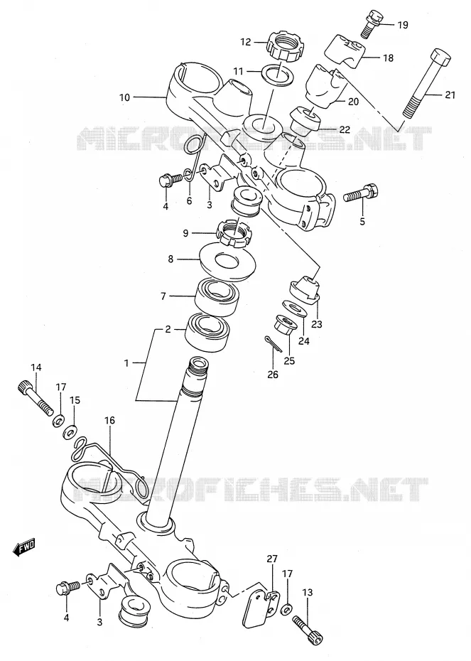 COLONNE DE DIRECTION (MODELE K/L) Suzuki MOTO 250 RMX 1993  RMX250P(E28)