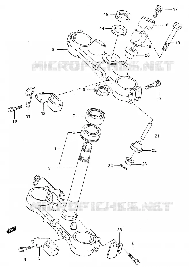 COLONNE DE DIRECTION (MODELE P/R) Suzuki MOTO 250 RMX 1990  RMX250L(E28)