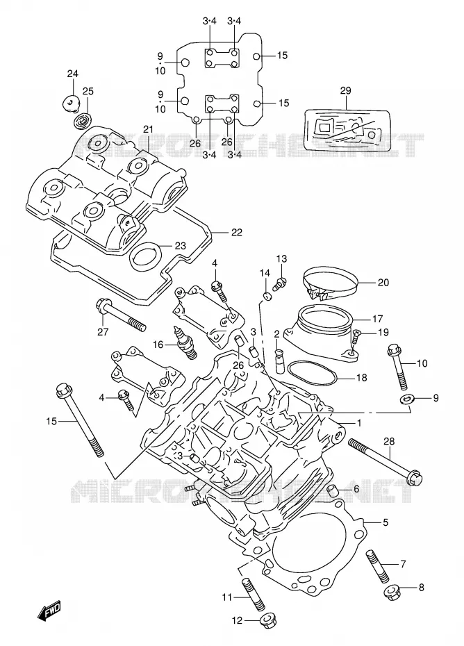 CULASSE AVANT (MODELE V) Suzuki MOTO 1000 TL-S 2000  TL1000SY(E2)