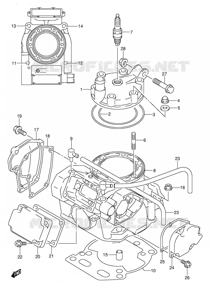 CYLINDRE (MODELE K2) Suzuki MOTO 250 RM 2005  RM250K5(E3/E28)