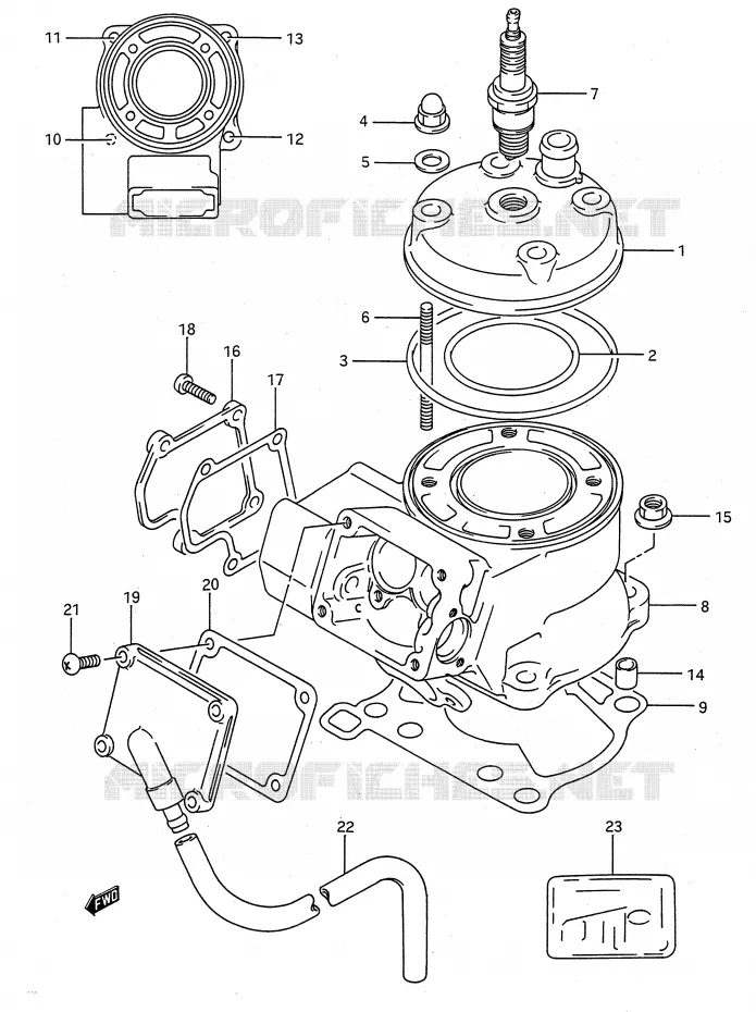 CYLINDRE (MODELE M/N/P/R/S) Suzuki MOTO 80 RM 1988  RM80J(E28)