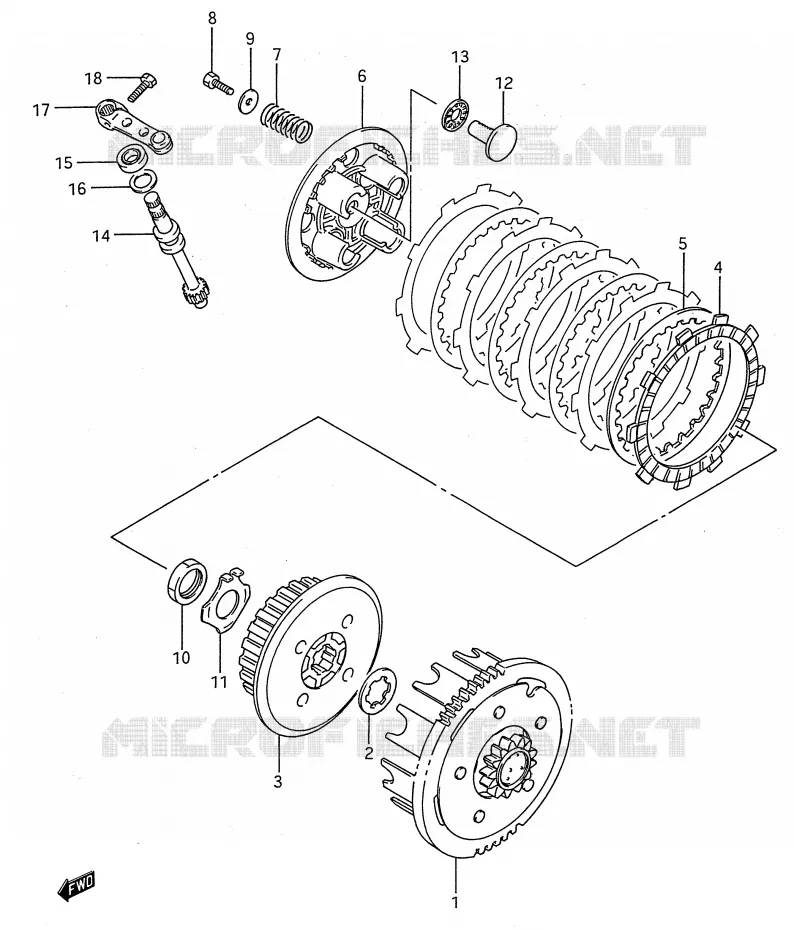 EMBRAYAGE (MODELE G/H/J) Suzuki MOTO 80 RM 1993  RM80P(E28)