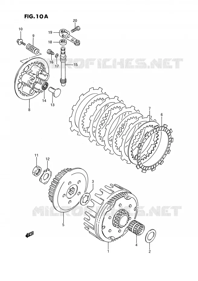 EMBRAYAGE (MODELE K/L/M/N/P/R/S) Suzuki MOTO 80 RM 1985  RM80F(E3)