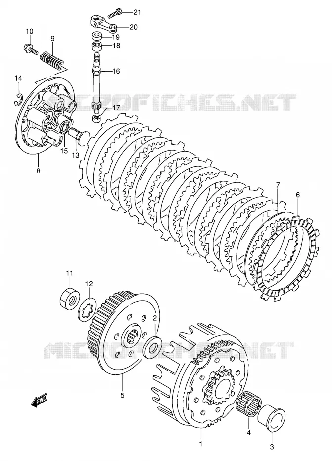 EMBRAYAGE (MODELE K/L/M) Suzuki MOTO 250 RMX 1993  RMX250P(E1)
