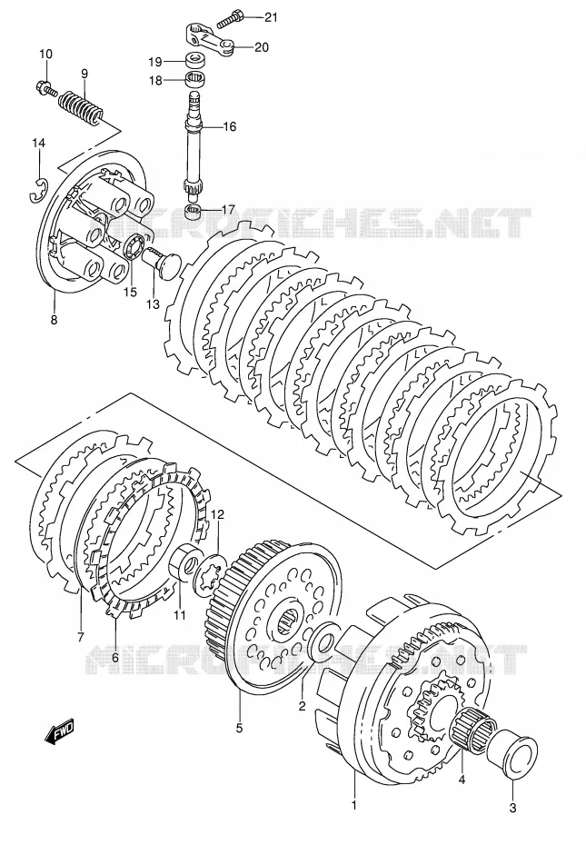 EMBRAYAGE (MODELE N) Suzuki MOTO 250 RMX 1990  RMX250L(E1)