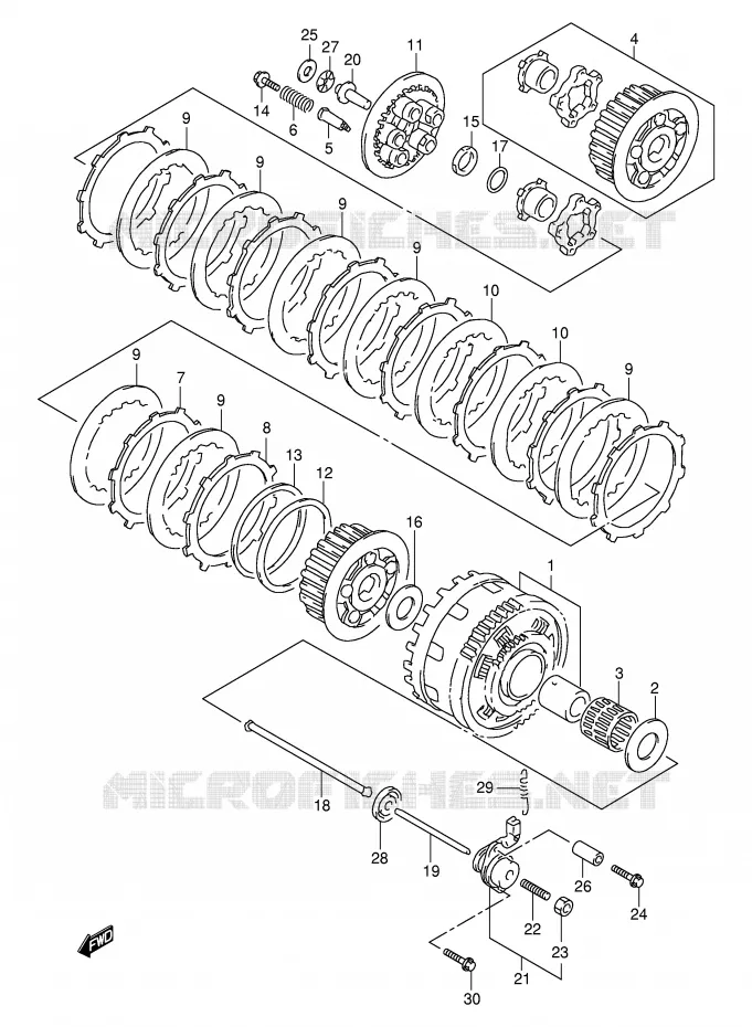 EMBRAYAGE (MODELE V/W) Suzuki MOTO 1000 TL-S 1999  TL1000SX(E2)