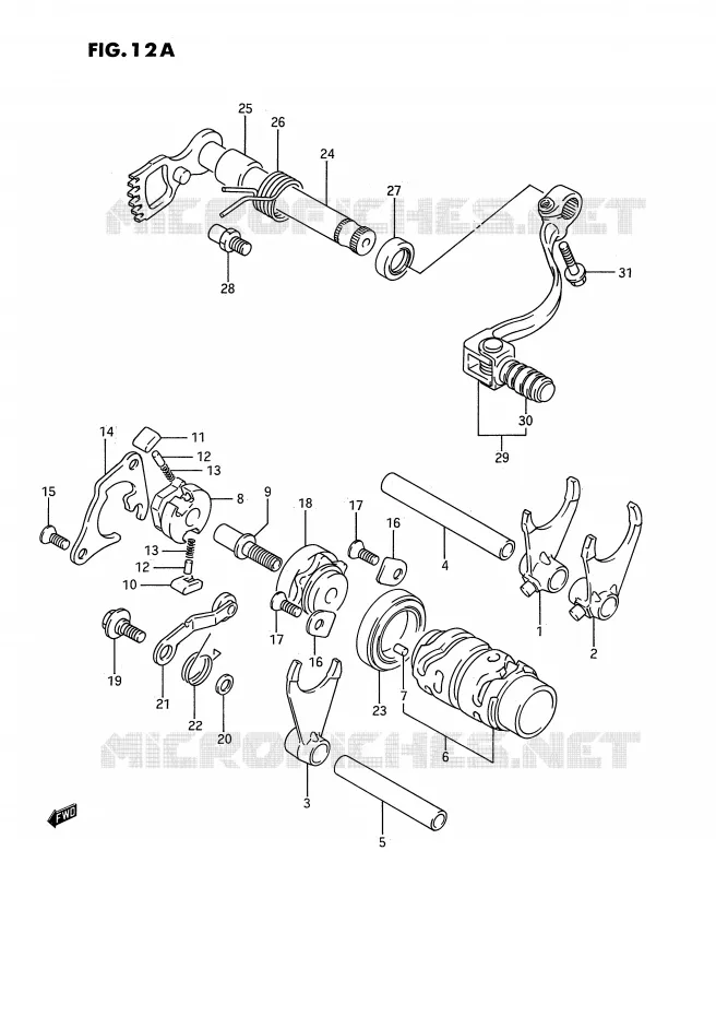 ENSEMBLE DE SELECTION DE VITESSES (MODELE K/L/M/N/P/R/S) Suzuki MOTO 80 RM 1992  RM80N(E3)