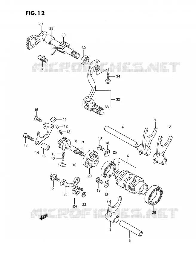 ENSEMBLE DE SELECTION DE VITESSES Suzuki MOTO 250 RMX 1993  RMX250P(E3)
