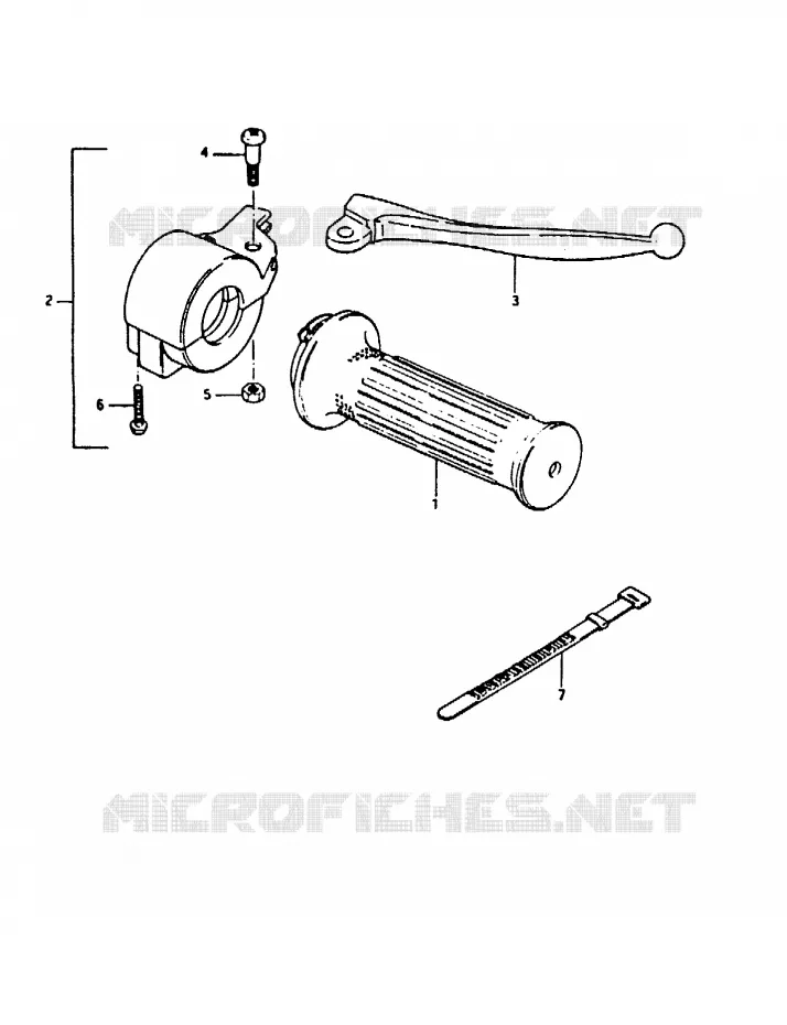 ENSEMBLE LEVIER - COMMODO DROIT Suzuki MOTO 50 TS-ER 1983  TS50ERKDBD(Z/D)