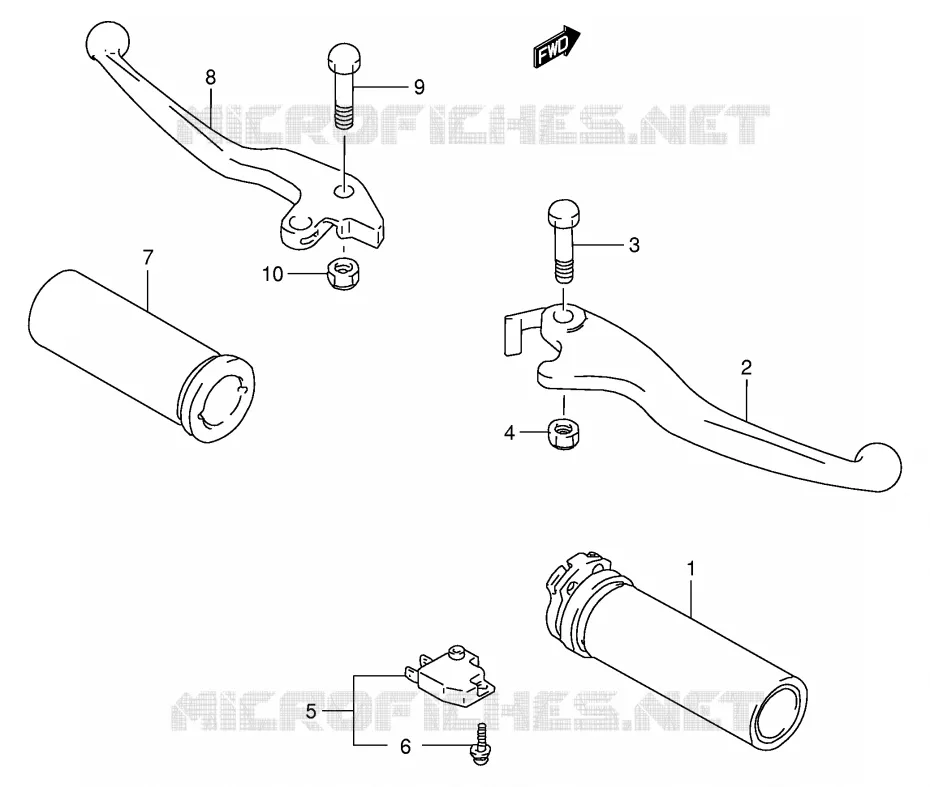 ENSEMBLE LEVIERS - POIGNEES (MODELE S/T/V) Suzuki MOTO 800 INTRUDER 1992  VS800GLN(E2)