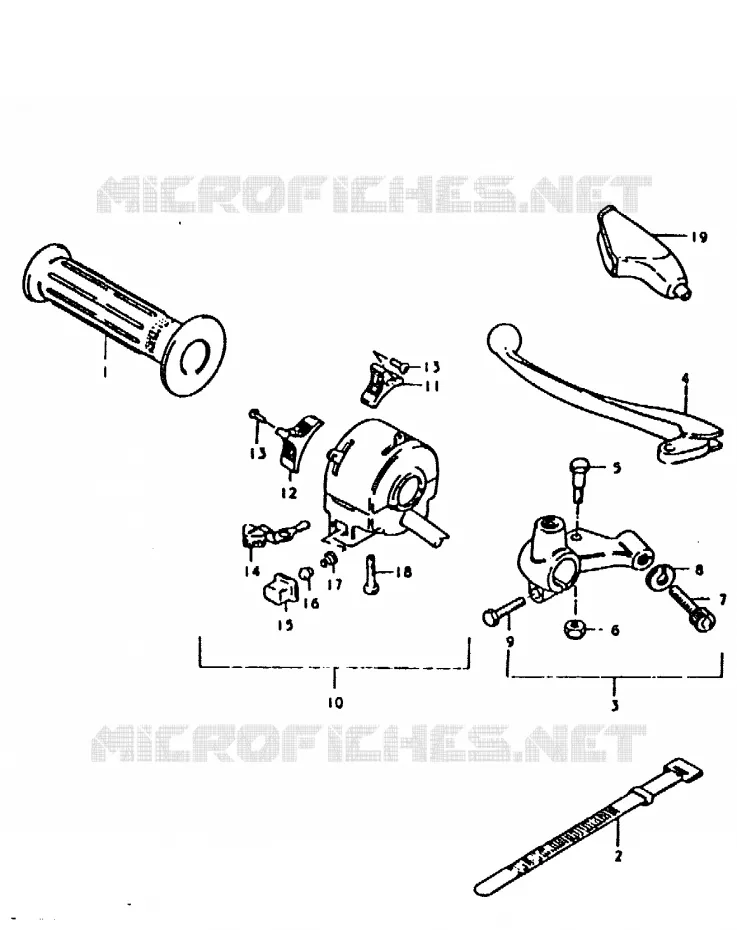 ENSEMBLE POIGNEE GAUCHE Suzuki MOTO 125 TS-ER 1992  TS125ERN