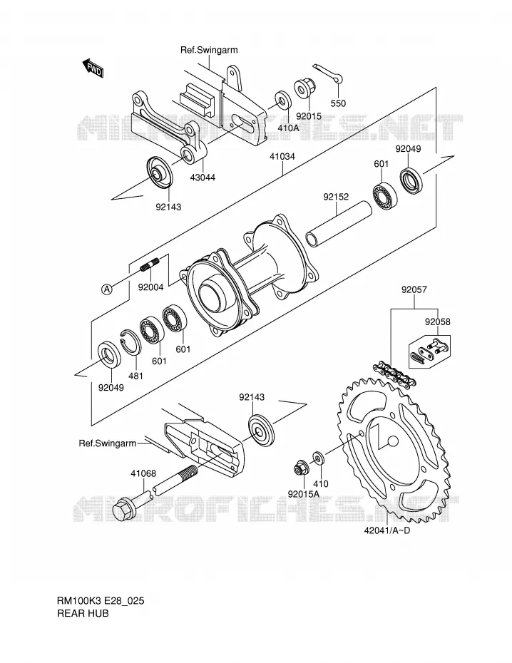 ENSEMBLE ROUE ARRIERE Suzuki MOTO 100 RM 2003  RM100K3(E28)