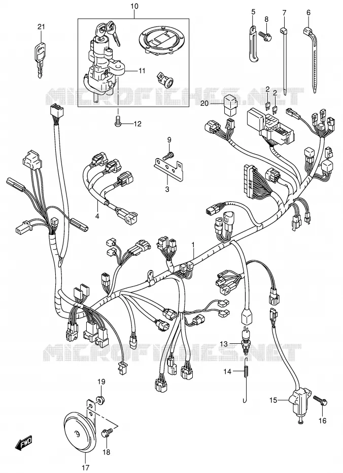 FAISCEAU ELECTRIQUE (SV1000/U1/U2) Suzuki MOTO 1000 SV 2005  SV1000S1K5(E2)